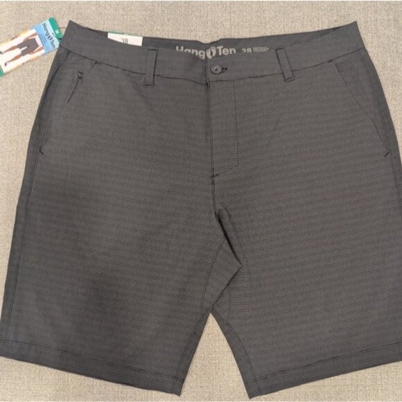 New Hang Ten Men Hybrid Golf Shorts Grey with Black Stripe, size 38 - Picture 2 of 6